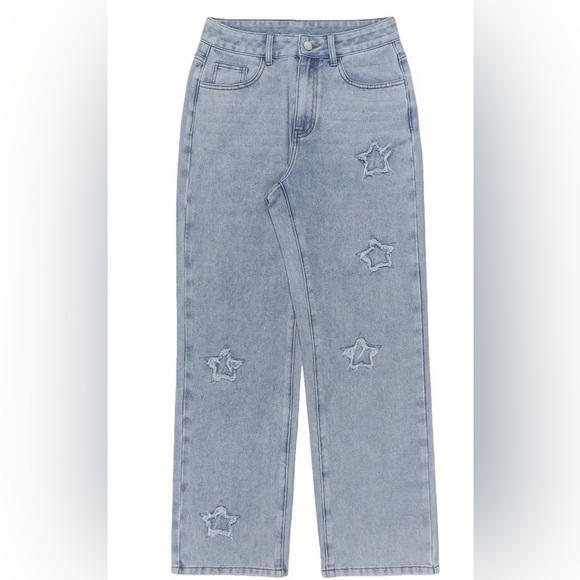 Gilipur Denim - Y2K Star Embroidered Jeans | Light Wash | Size M